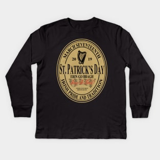 St. Patrick's Day oval label Kids Long Sleeve T-Shirt